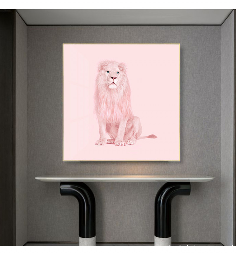 Hand-drawn pink lion painting file - DV0003