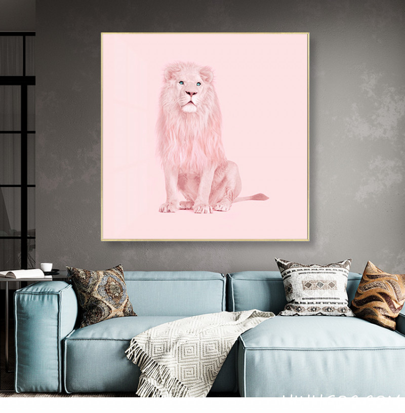 Hand-drawn pink lion painting file - DV0003