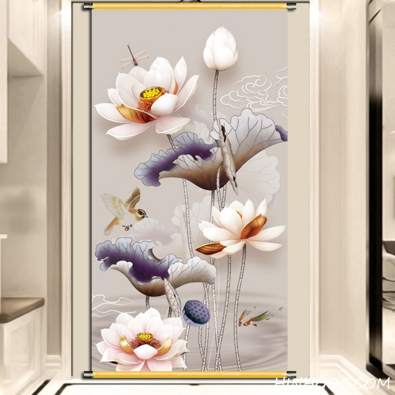 Hand-drawn lotus painting file - S0006