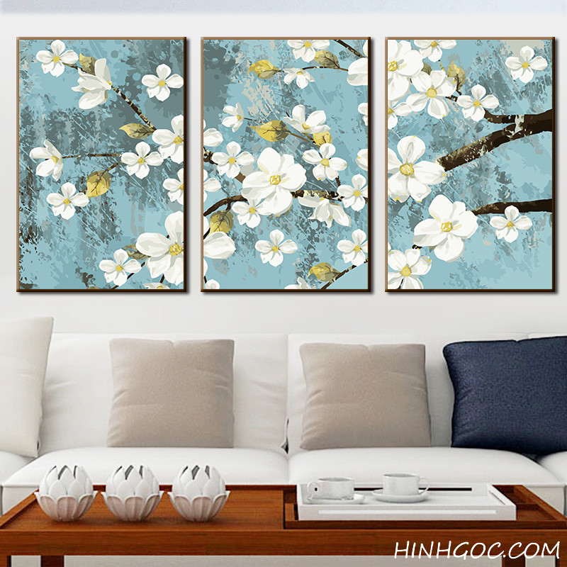 White flower branch oil painting file - OP17783830