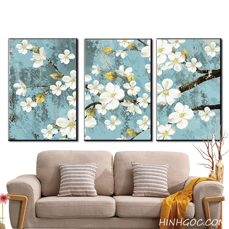 White flower branch oil painting file - OP17783830