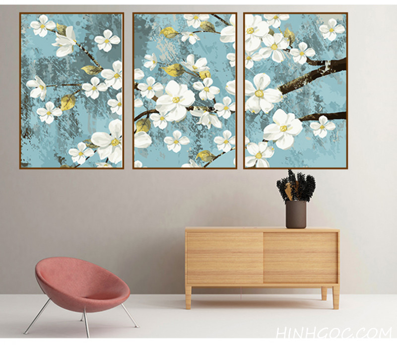 White flower branch oil painting file - OP17783830