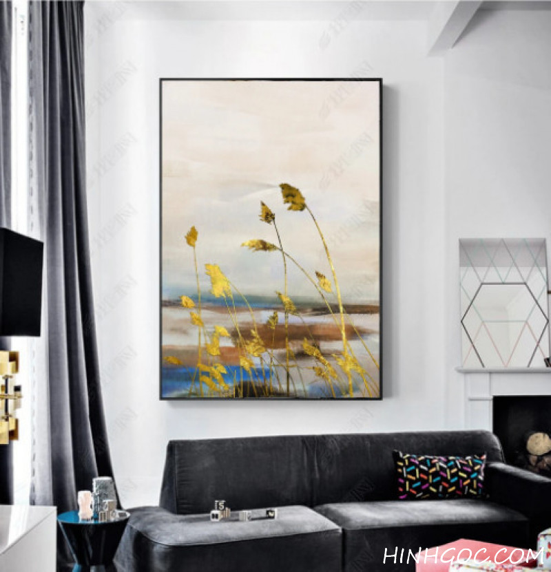 Yellow reed painting in modern oil painting style - HG206