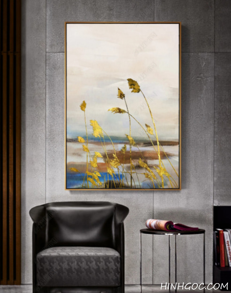 Yellow reed painting in modern oil painting style - HG206