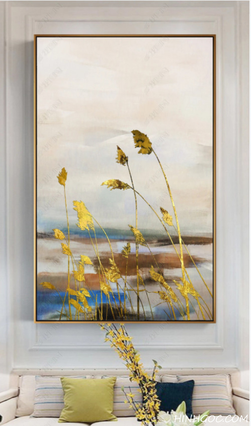 Yellow reed painting in modern oil painting style - HG206