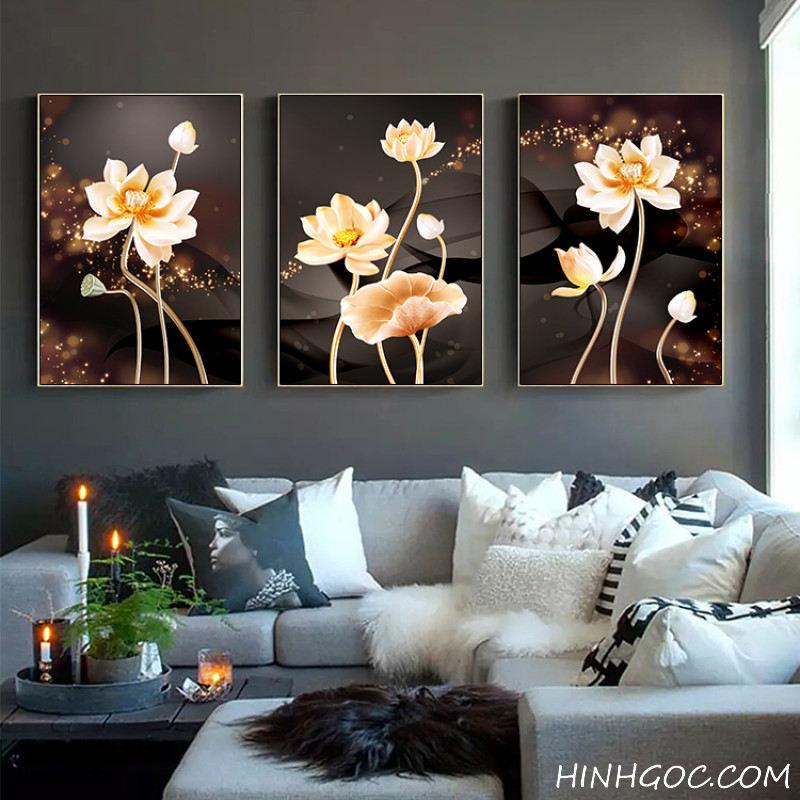 Picture file set of 3 3D lotus flowers - S004