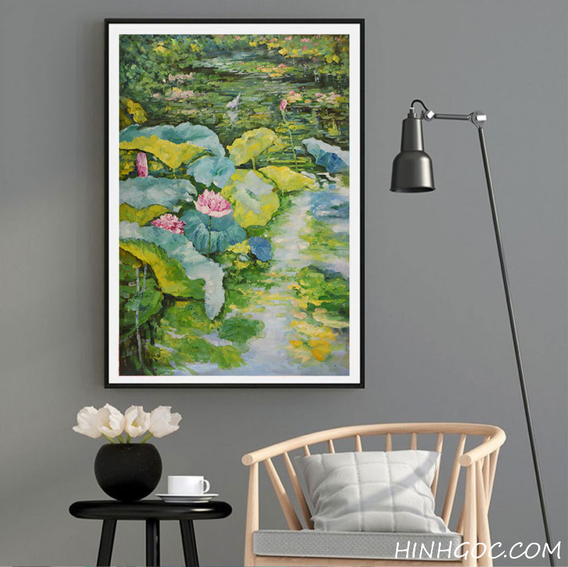 Lotus lake oil painting file - OP18342720