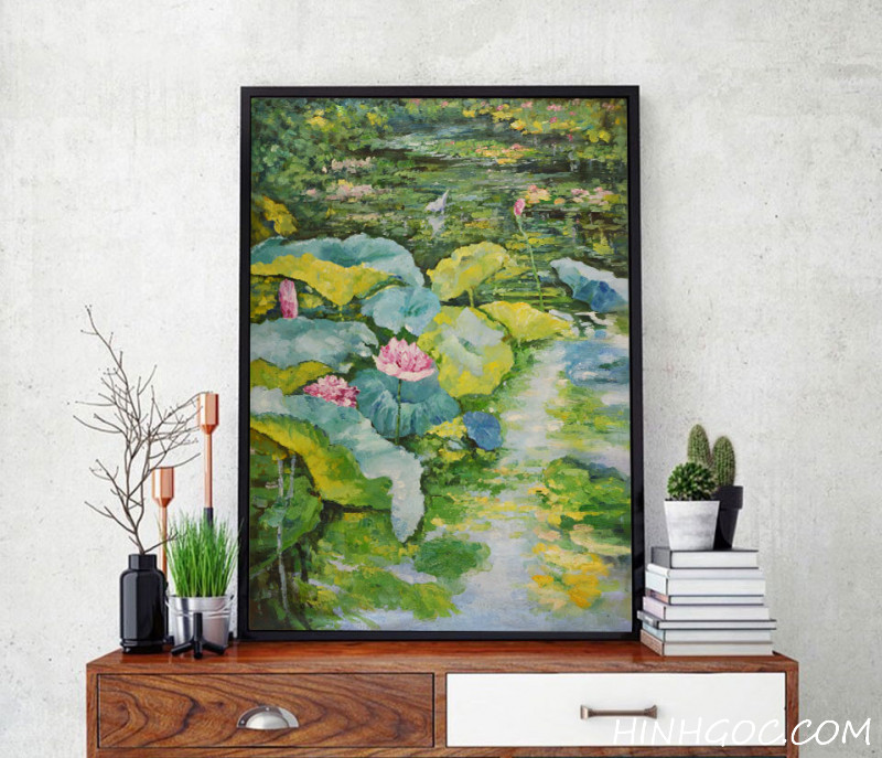 Lotus lake oil painting file - OP18342720