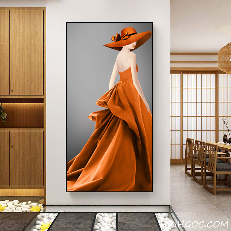 Orange Fashion Hand Painting Portrait File - OP23909511