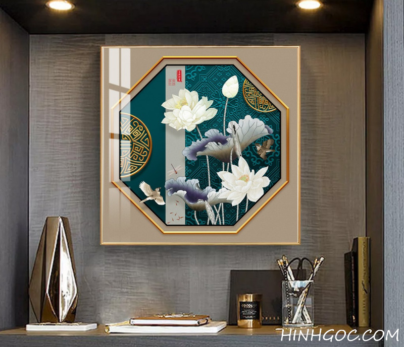 3D hand-drawn lotus painting file - OP18963926