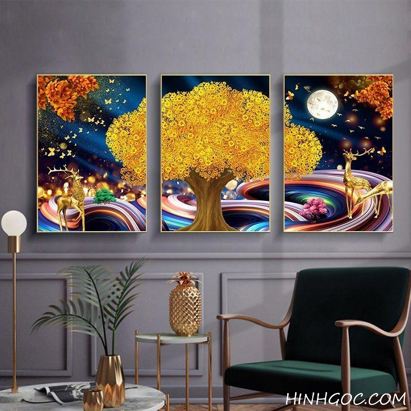 Deer landscapes and gold coin trees - HG153