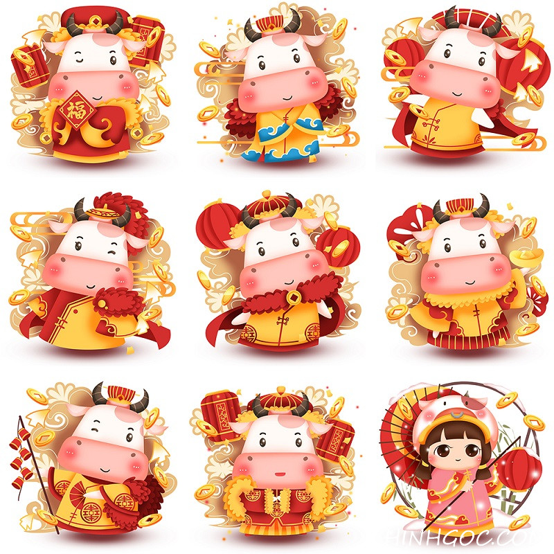 Image of animated buffalo greeting the Lunar New Year 2021 - T82108 - P4