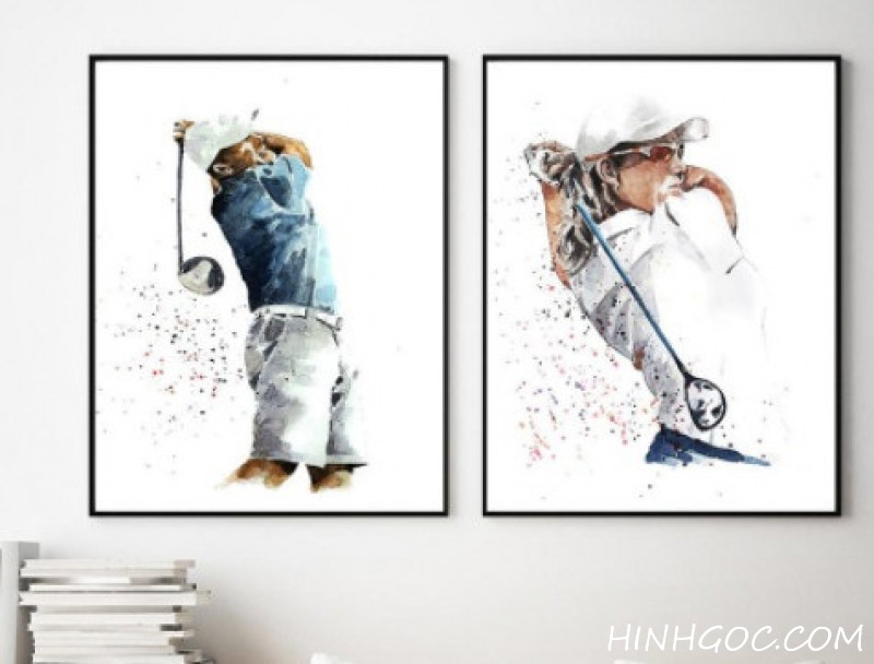 FIle hand drawing of golfing characters - OP18498191