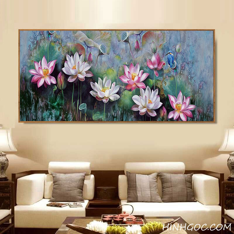 Lotus lake oil painting file - OP16773680