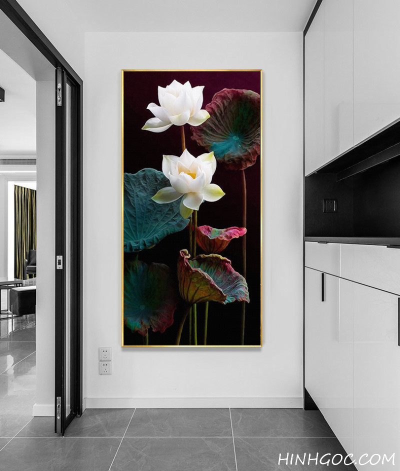 White lotus oil painting file - OP17103946