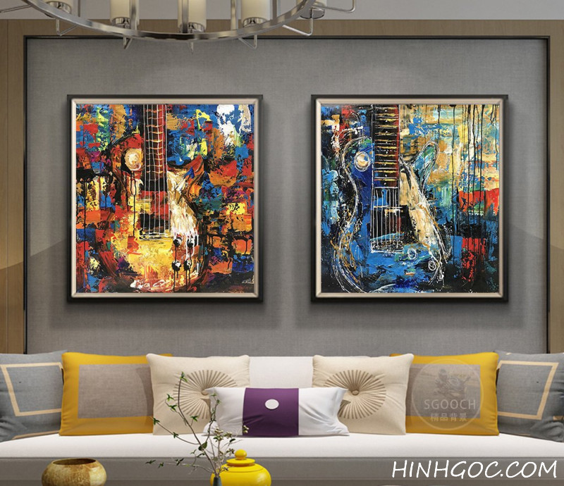 Abstract guitar oil painting file - OP18427106