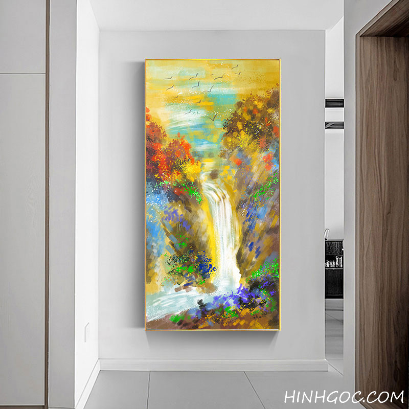 Waterfall landscape abstract oil painting file - OP17629700