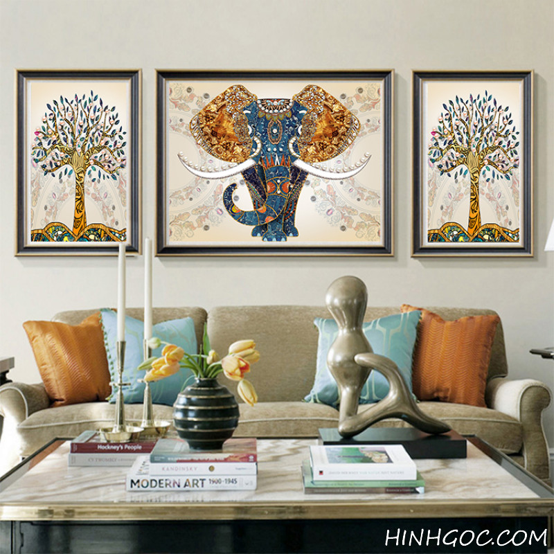 Elephant paintings and abstract flowers - DV0006