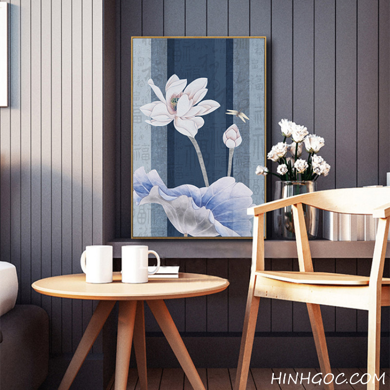 Hand-painted white lotus painting file - OP17257932