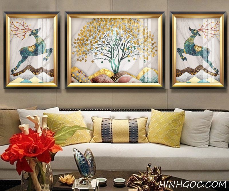 Modern Abstract Art File ancient trees and deer - HG337