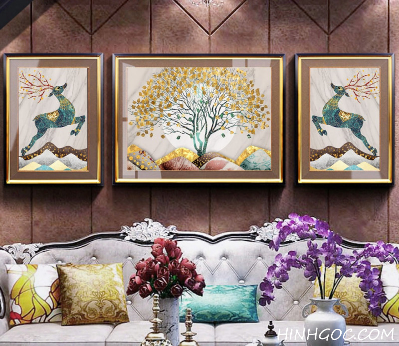 Modern Abstract Art File ancient trees and deer - HG337