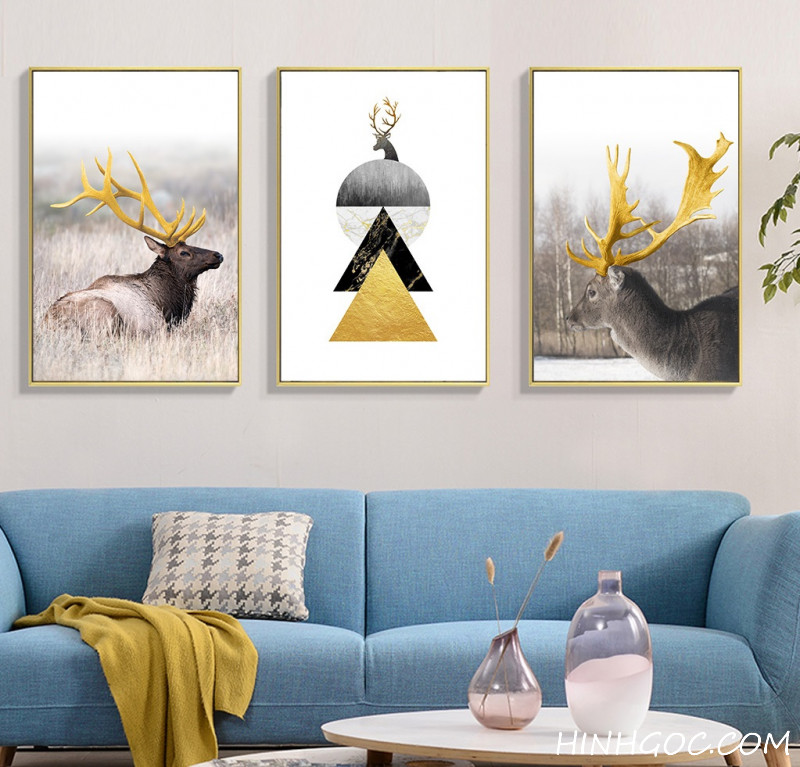 Deer painting file combined with abstract geometry - HG3015