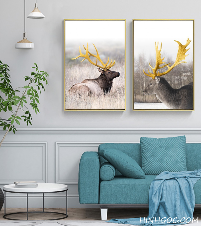 Deer painting file combined with abstract geometry - HG3015