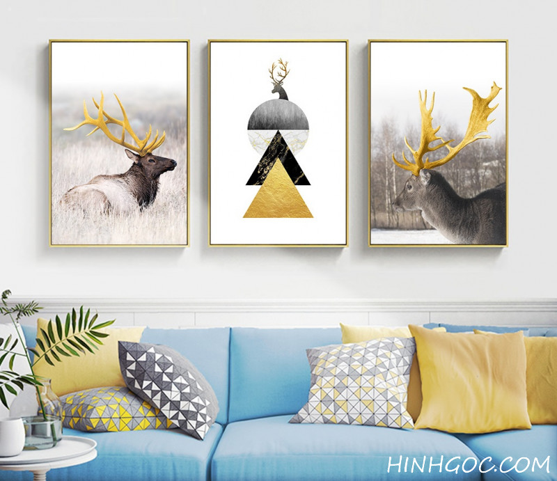 Deer painting file combined with abstract geometry - HG3015