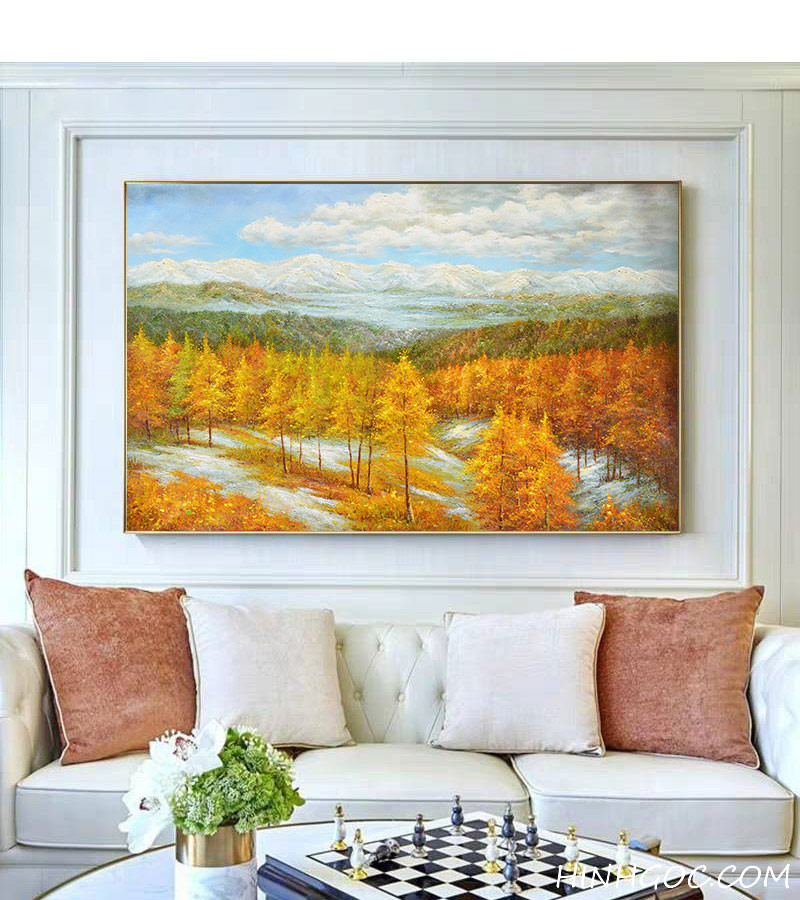 Oil Painting Landscape Art Yellow Leaf Forest File - OP16668323