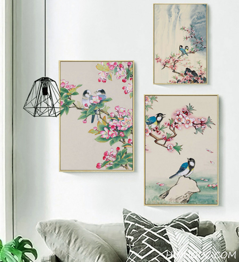 Double flower and bird painting file for bedroom decoration - OP16864086