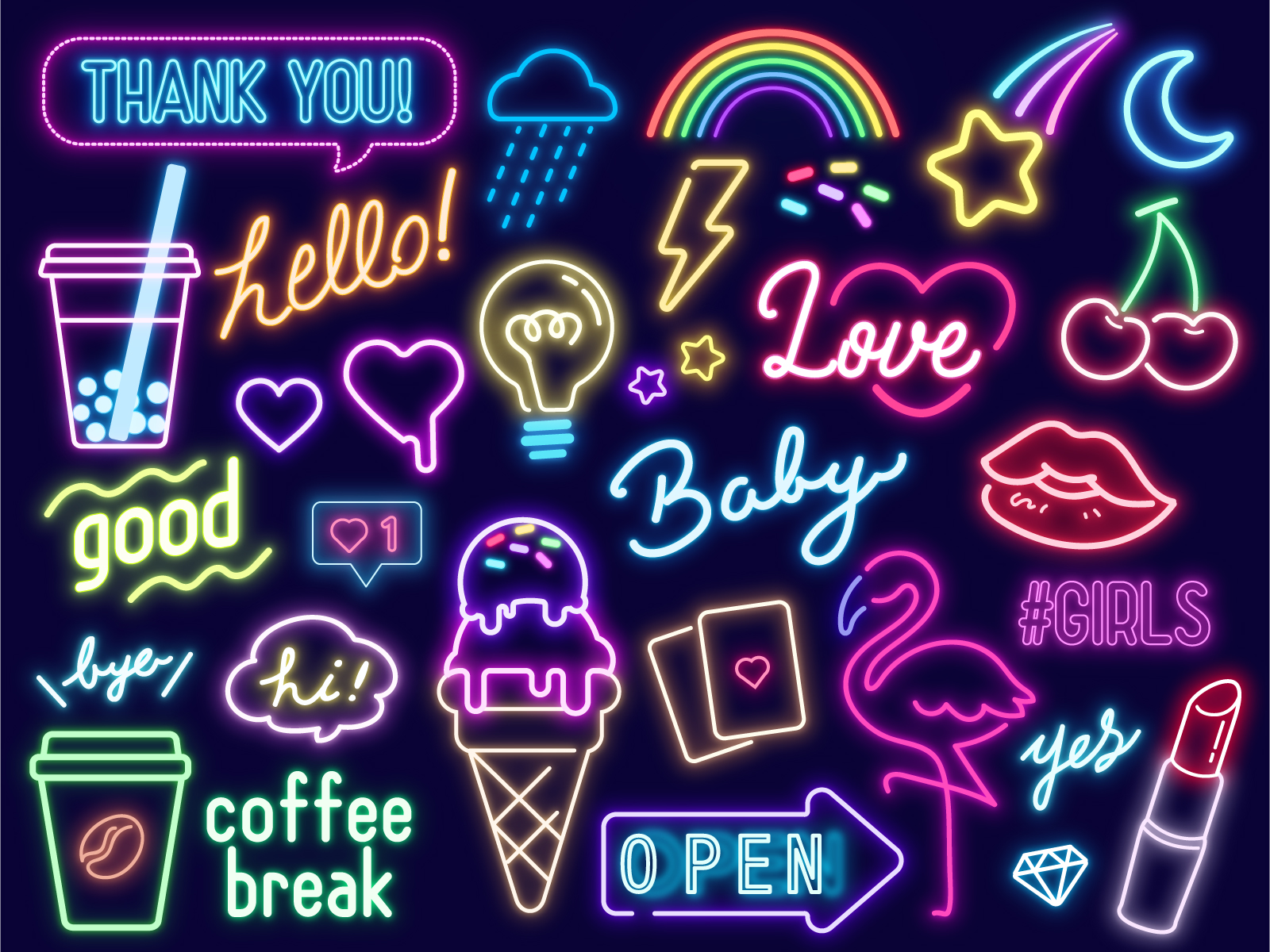 83 files Neon effect vector for coffee bar sign decoration - NEON2437