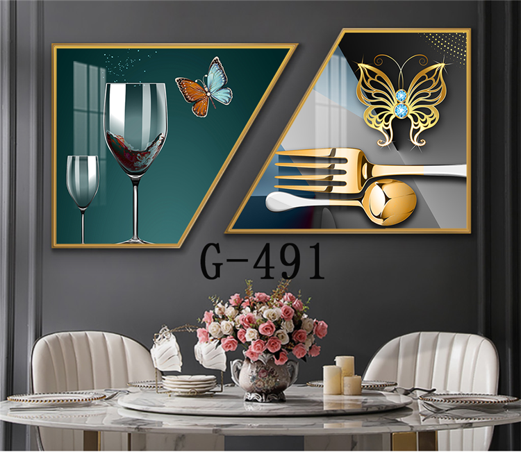 Picture file set of 2 abstract modern dining room - G-491