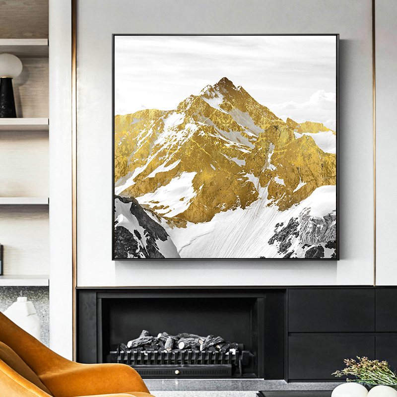 Modern Black and Yellow Rocky Mountain Oil Painting File - B040