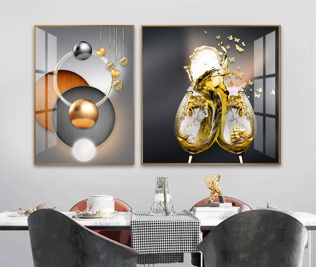 Set of 2 Modern Abstract Art Files for Dining Room - HQ-499