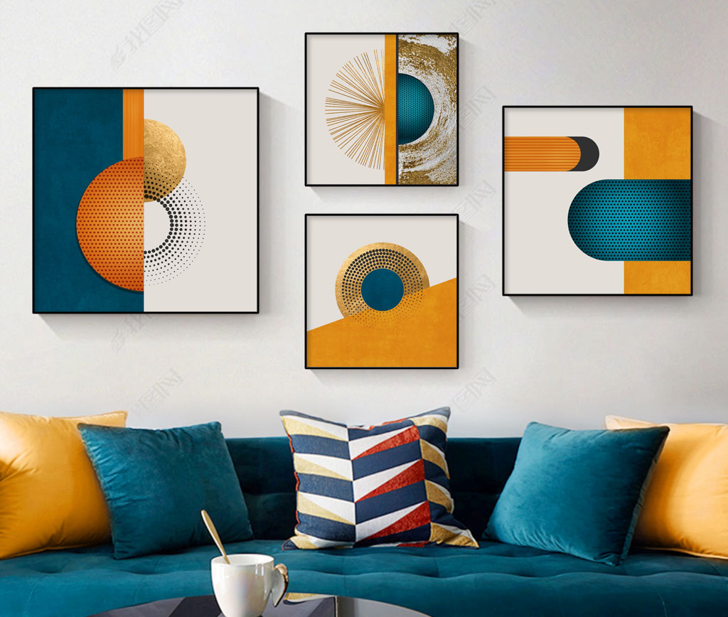 File of 4 modern abstract paintings - HQ-508