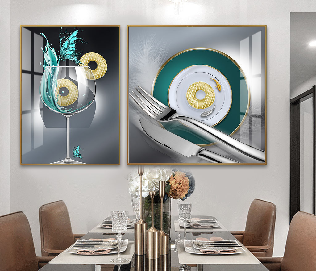 Set of 2 Modern Abstract Art Files for Dining Room - HQ-498