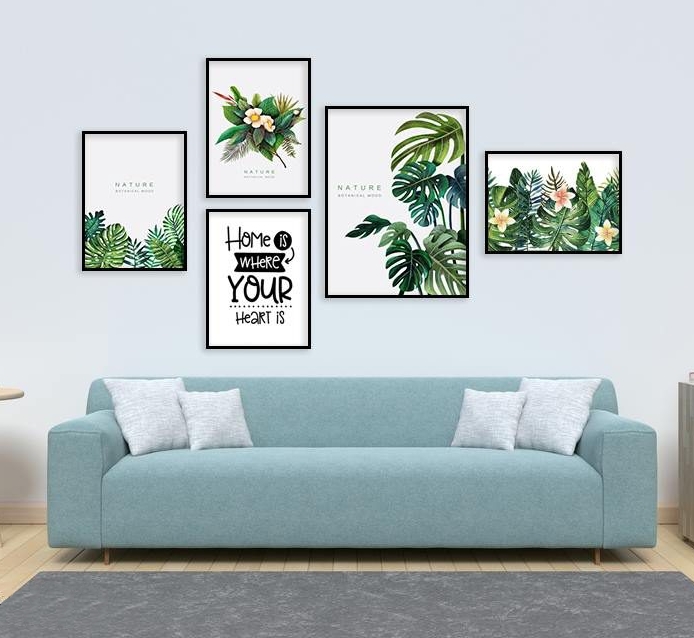 File of Set of 5 Tropical Leaf Paintings - 5G26