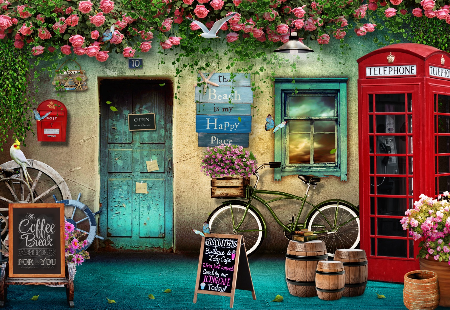 Nostalgic wall background painting file for cafe decoration - DT021