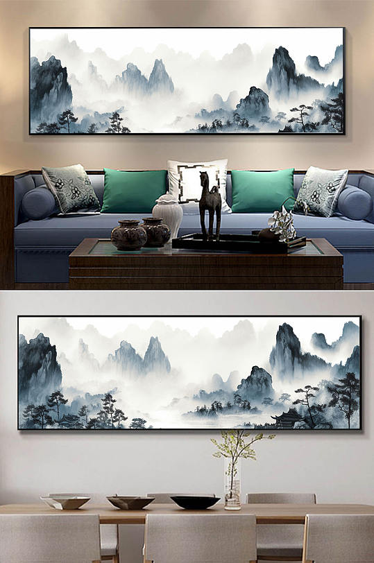 Riverside Chinese Style Ink Landscape Illustration New Chinese Decorative Painting