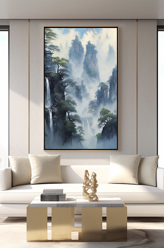 Hand-painted landscape Chinese interior decorative painting