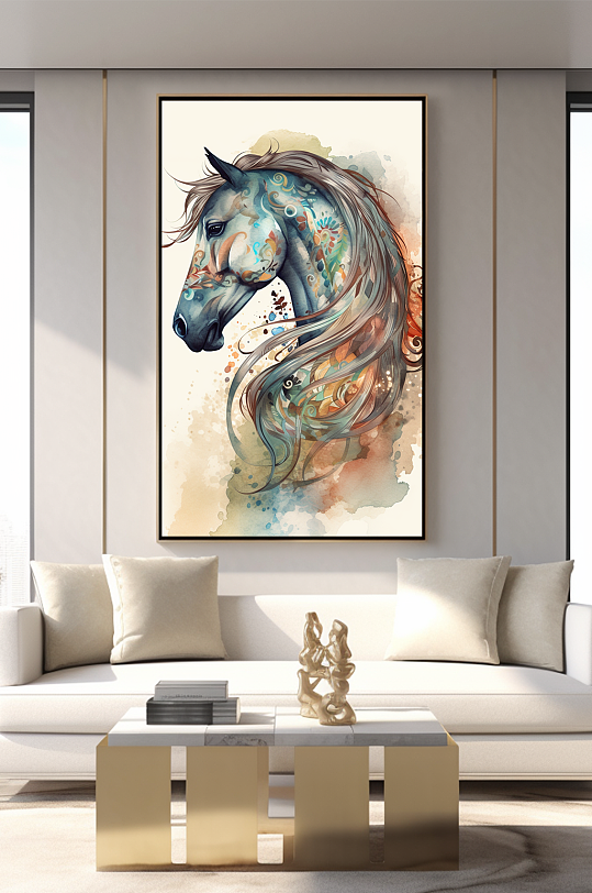 Chinese Wind Horse Year Zodiac Interior Decoration Painting