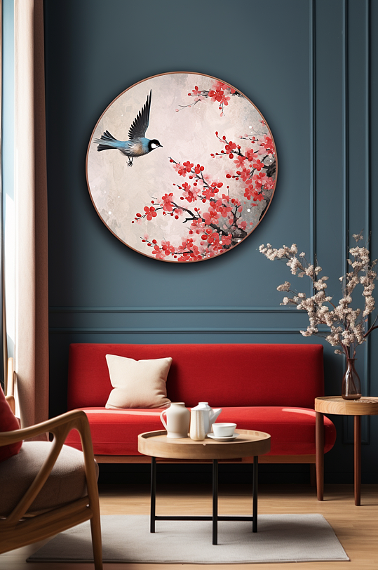 Chinese Style Spring Warm Flowers Plum Blossom Tree Branches Flower Bird Interior Decoration Painting