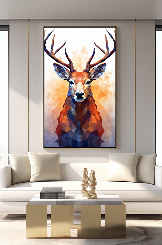 Geometric Animals Lattice Animals Abstract Modern Elk Interior Decorative Paintings