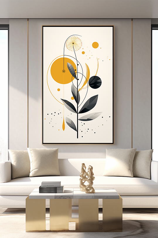 Leaf Geometric Abstract Flat Style Decorative Painting