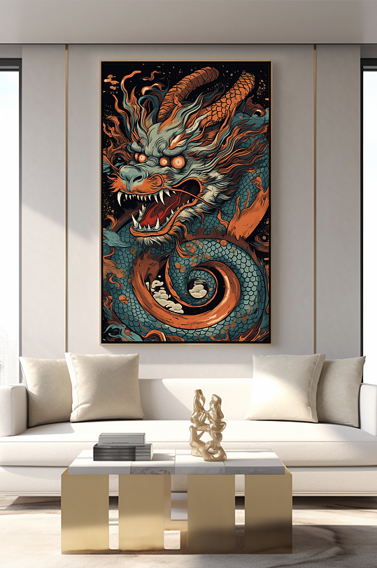 Chinese Wind Dragon Year 12 Zodiac Interior Decoration Painting