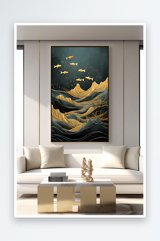 Light luxury year after year with surplus carp Koi interior decoration painting