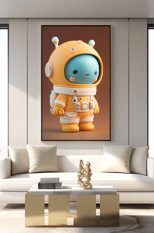 Children's Q Edition Space Astronaut Model Decorative Painting