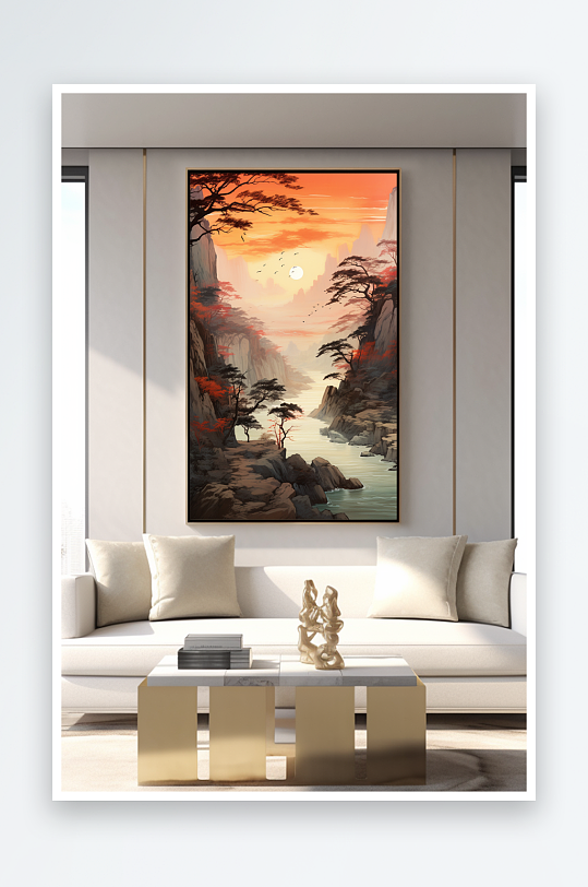 Hongyun's Chinese-style Red Landscape Painting Decorative Painting