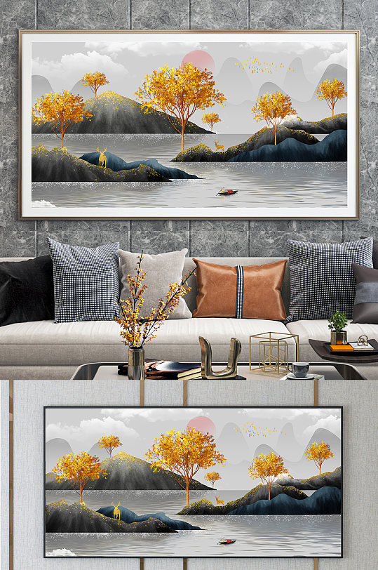 New Chinese style gold leaf bird landscape decorative painting