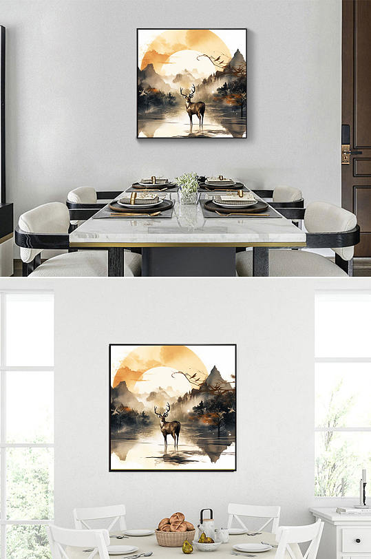 Hand painted new Chinese style golden landscape painting new Chinese style decorative painting